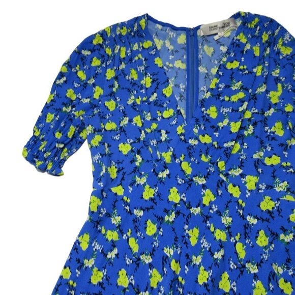 NWT Diane Von Furstenberg DVF Jemma in Ditsy Vines Baja Blue Crepe Dress 2 $298 - Picture 2 of 7